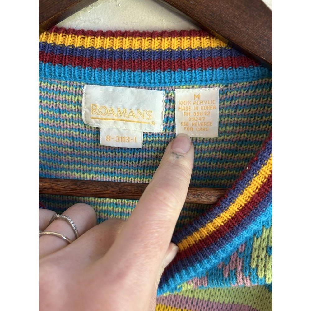 Vintage Roamans‎ Pullover Sweater M Retro Artsy Grandpa Dopamine Heart Scandi - Picture 4 of 7